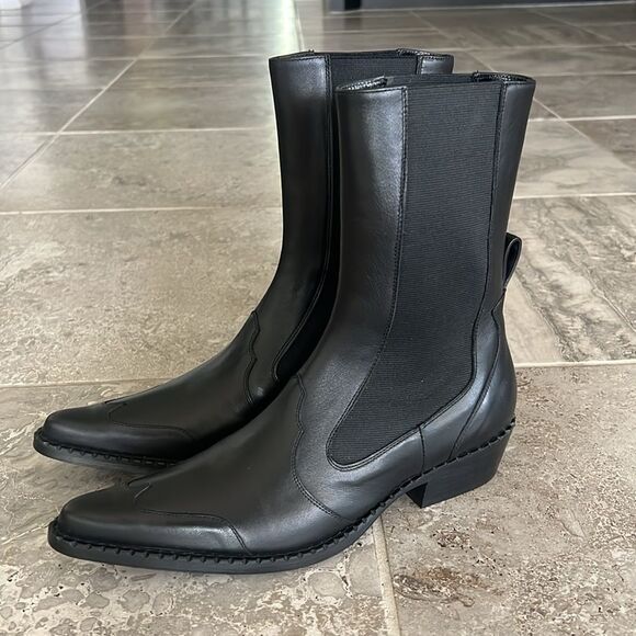 By Far Otis Shoes - By Far Otis Chelsea Boots, Black Nappa Leather, New, Size 39